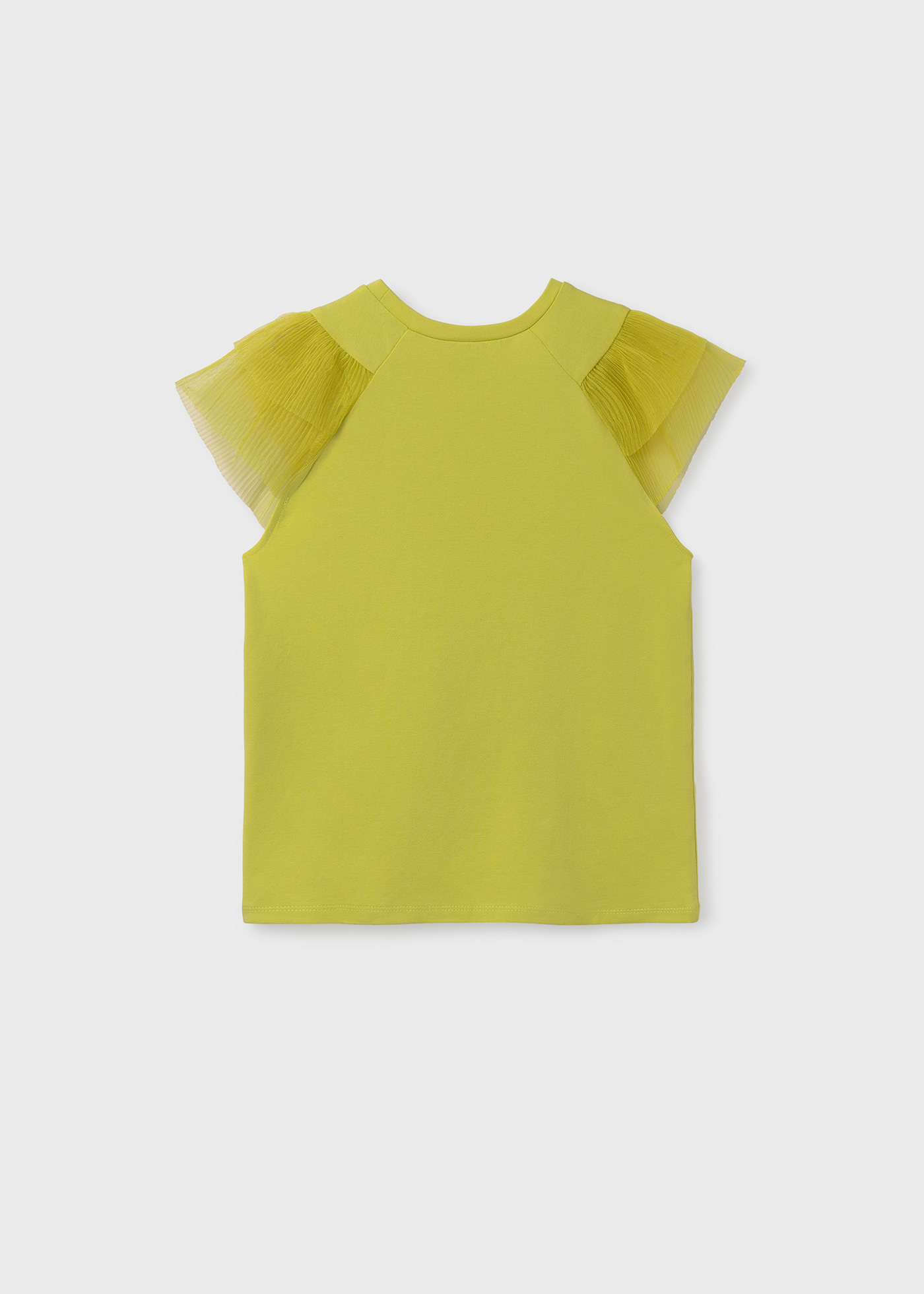 Camiseta infantil com mangas de tule pistache