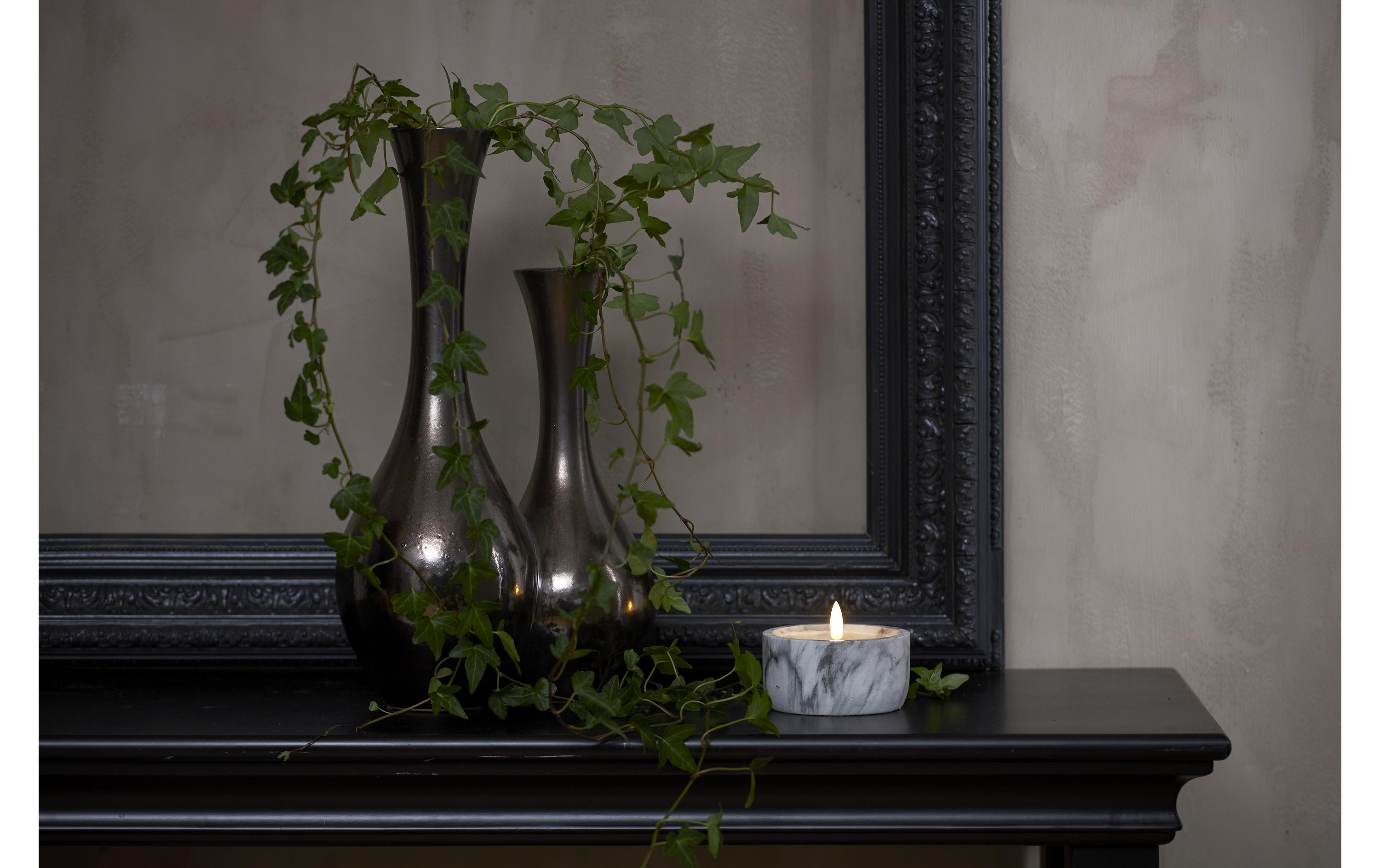 LED-Kerze Pillar Flamme Marble Ø 10 x 7.5 cm, GrauLED Kerze mit tanzender Flamme