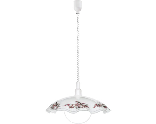 Hanglamp, 1-lichts, in hoogte verstelbaar, Ø 42 cm, matglas, wit/paars/zwart