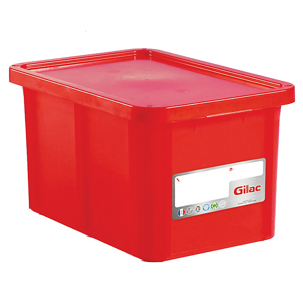 Bac rouge HACCP avec couvercle 55 L Gilac