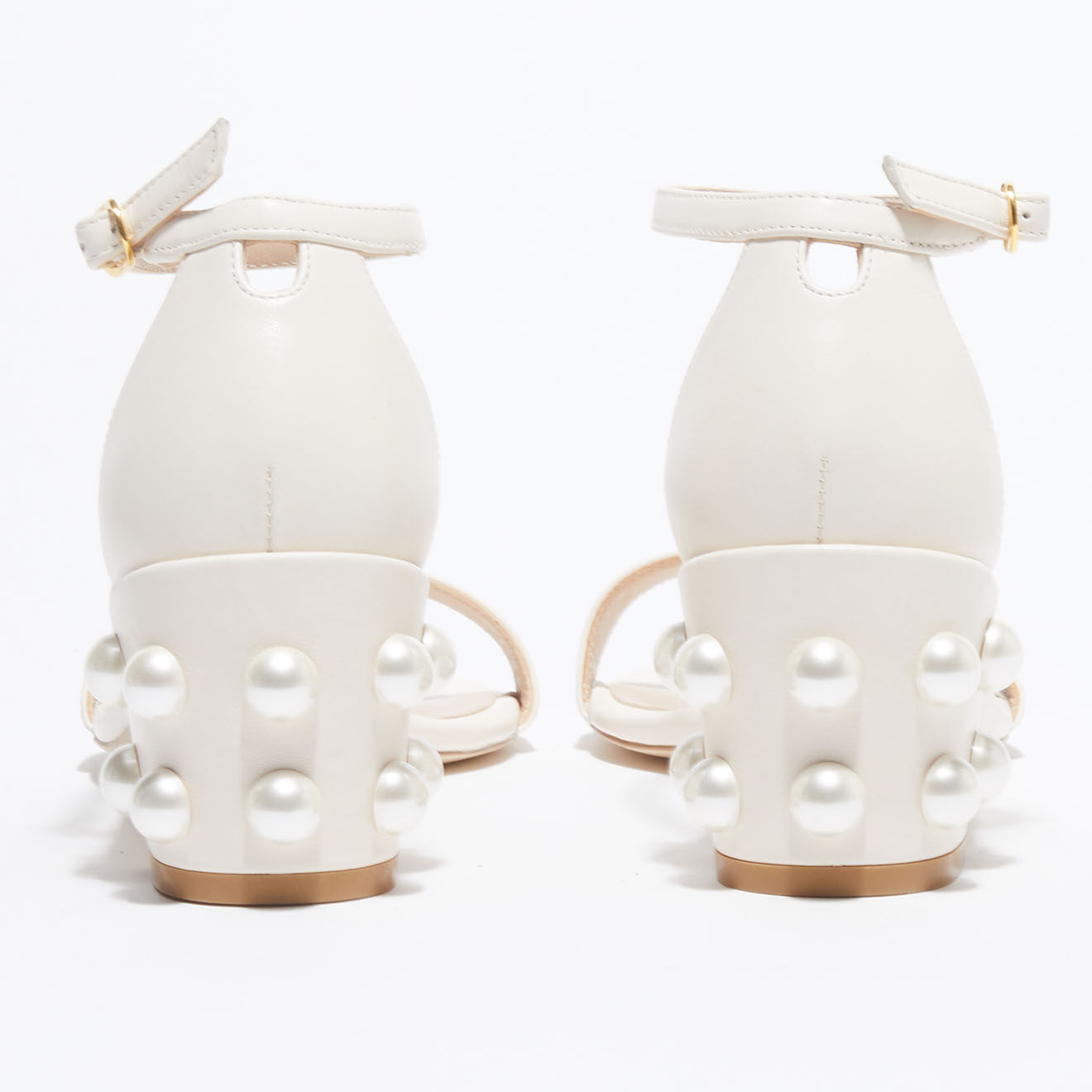 Stuart Weitzman Sandales en Cuir Simple Pearls écrues - Talon 6,5 cm