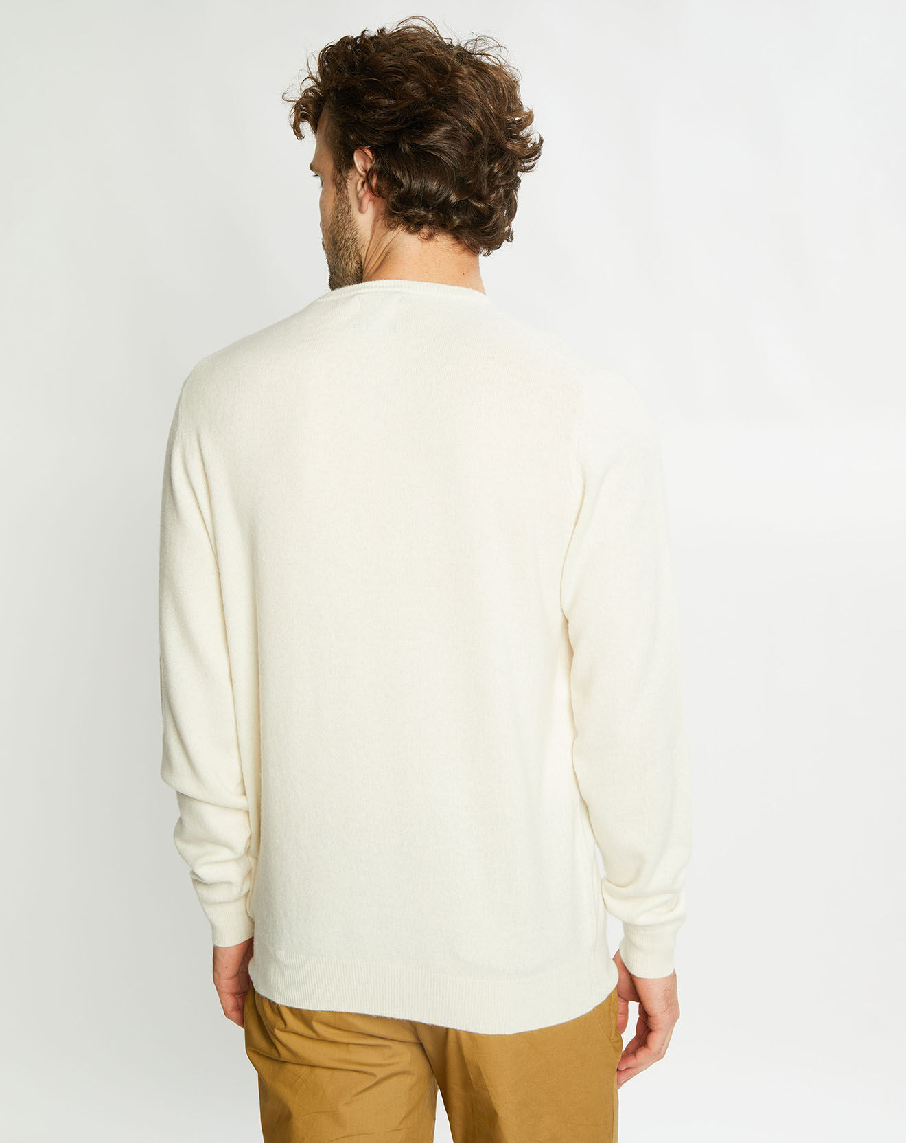 Galeries Lafayette Pull 100% Cachemire Machron col rond écru
