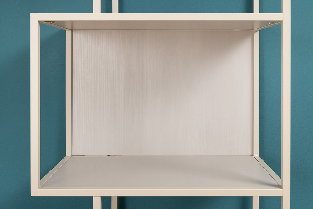 Modernes Bücherregal SLIM LINE 185cm champagner beige Metallgestell sechs Regalböden