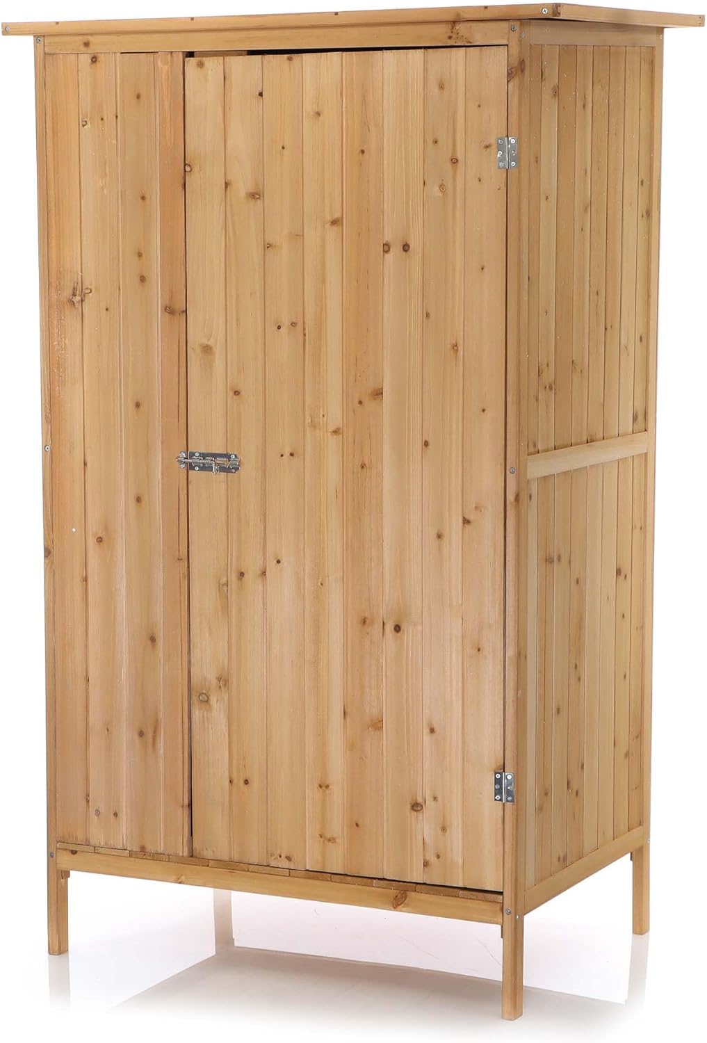 Wiltec Gartenhaus mit 1 Tür in Naturfarbe Holz 92 x 57 x 154cm Gerätehaus für den Garten Geräteschuppen Gartenschrank Geräteschrank