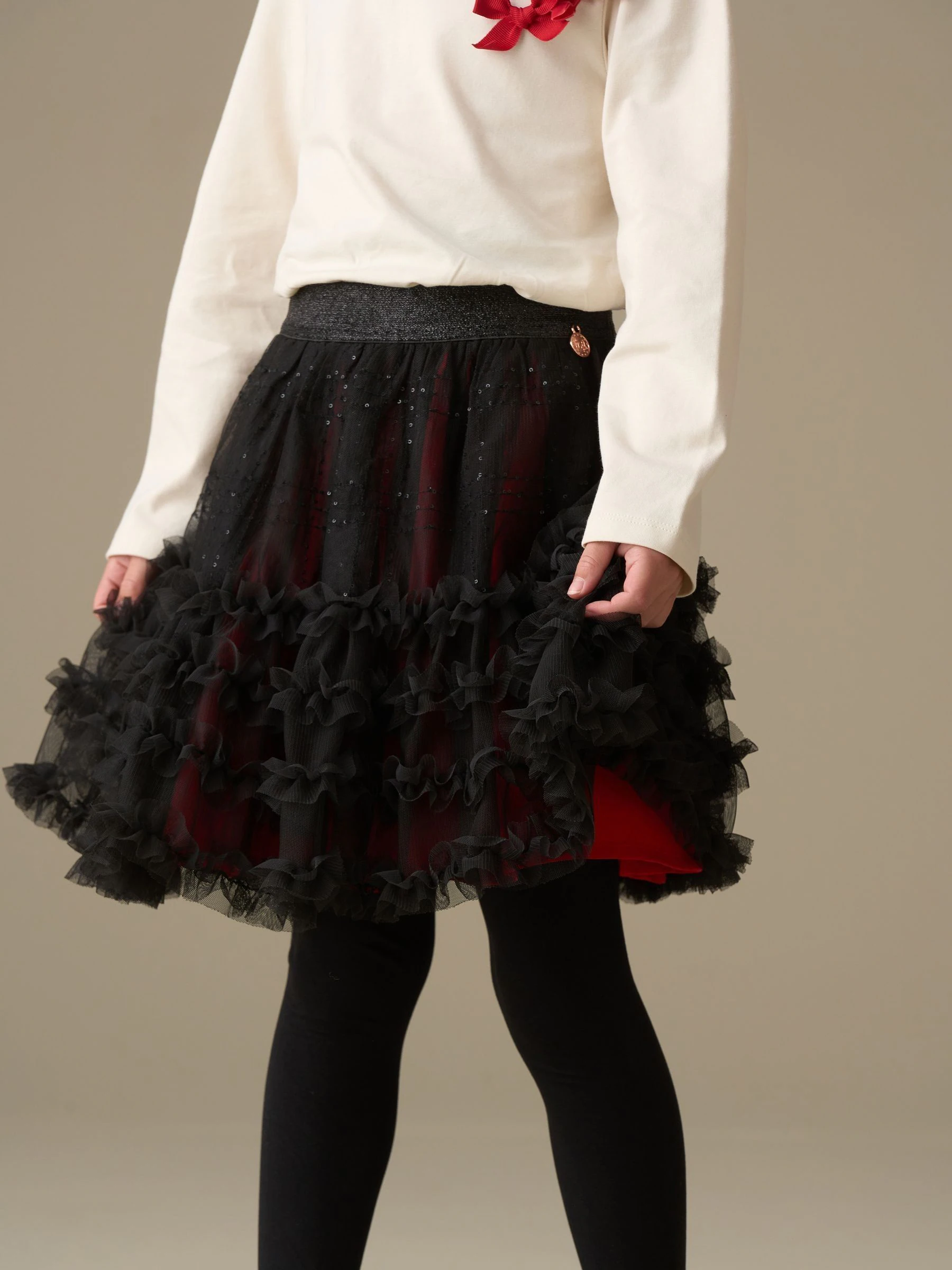 Angel & Rocket Darby Sequin Tartan Mesh Skirt