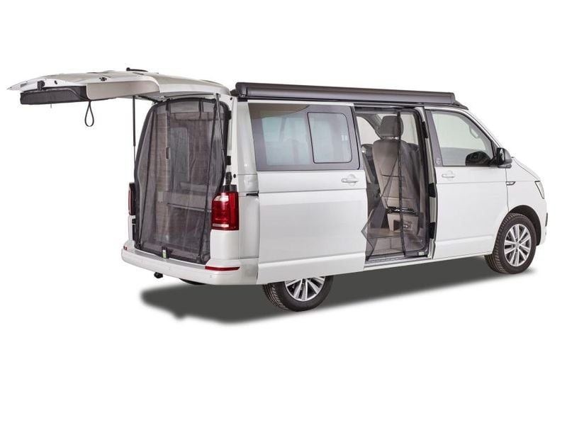 Van Quito Schiebetürenmoskitonetz, Magnet RV, fine-mesh VW Schiebetürenmoskitonetz Magnetreissverschluss, VW T7, Maschenweite Standard, Beifahrerseite (rechts)