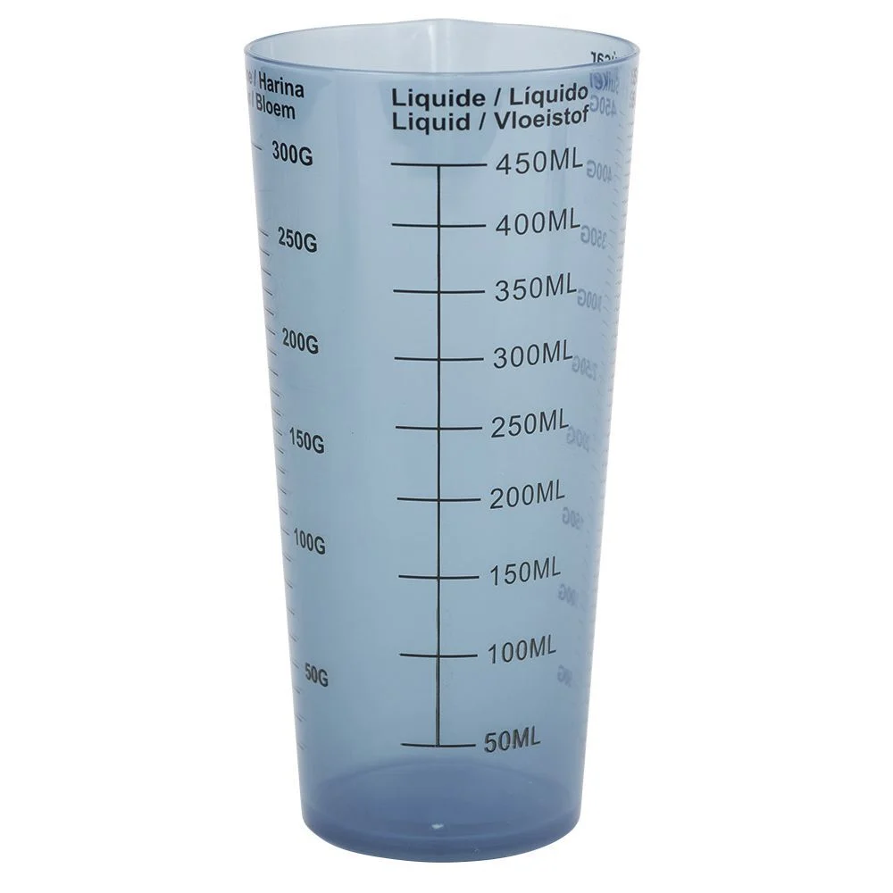 Verre doseur en plastique bleu