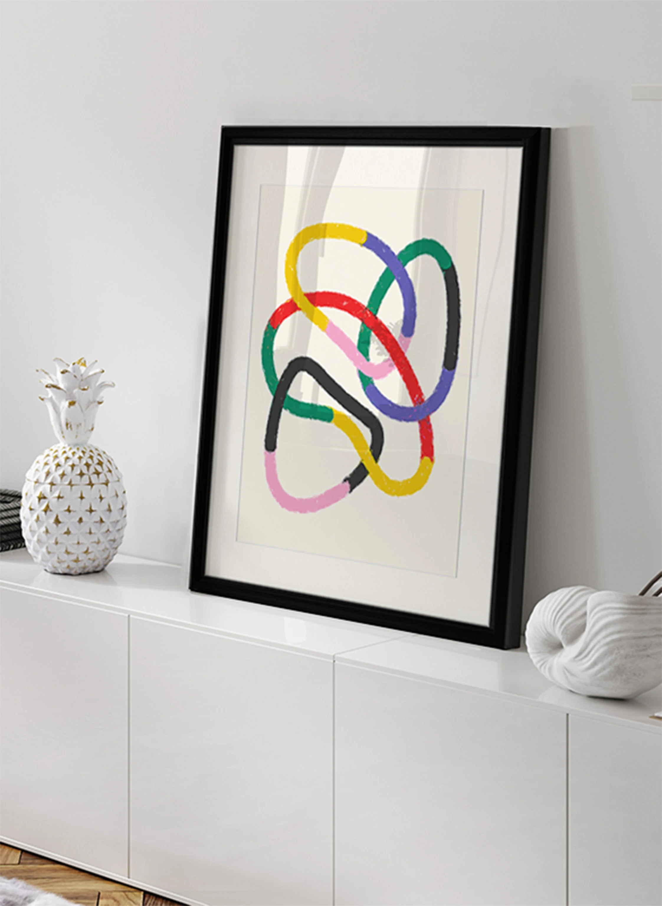 ANY IMAGE Wandbild GESCHWUNGENE KREISE mit Rahmen
