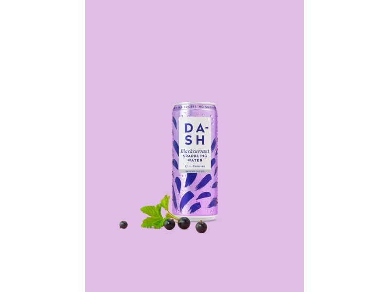 Dash Water Soft-Drinks Sparkling Blackcurrant 12 x 0.33 l Kohlensäurehaltiges Erfrischungsgetränk mit Johannisbeerengeschmack