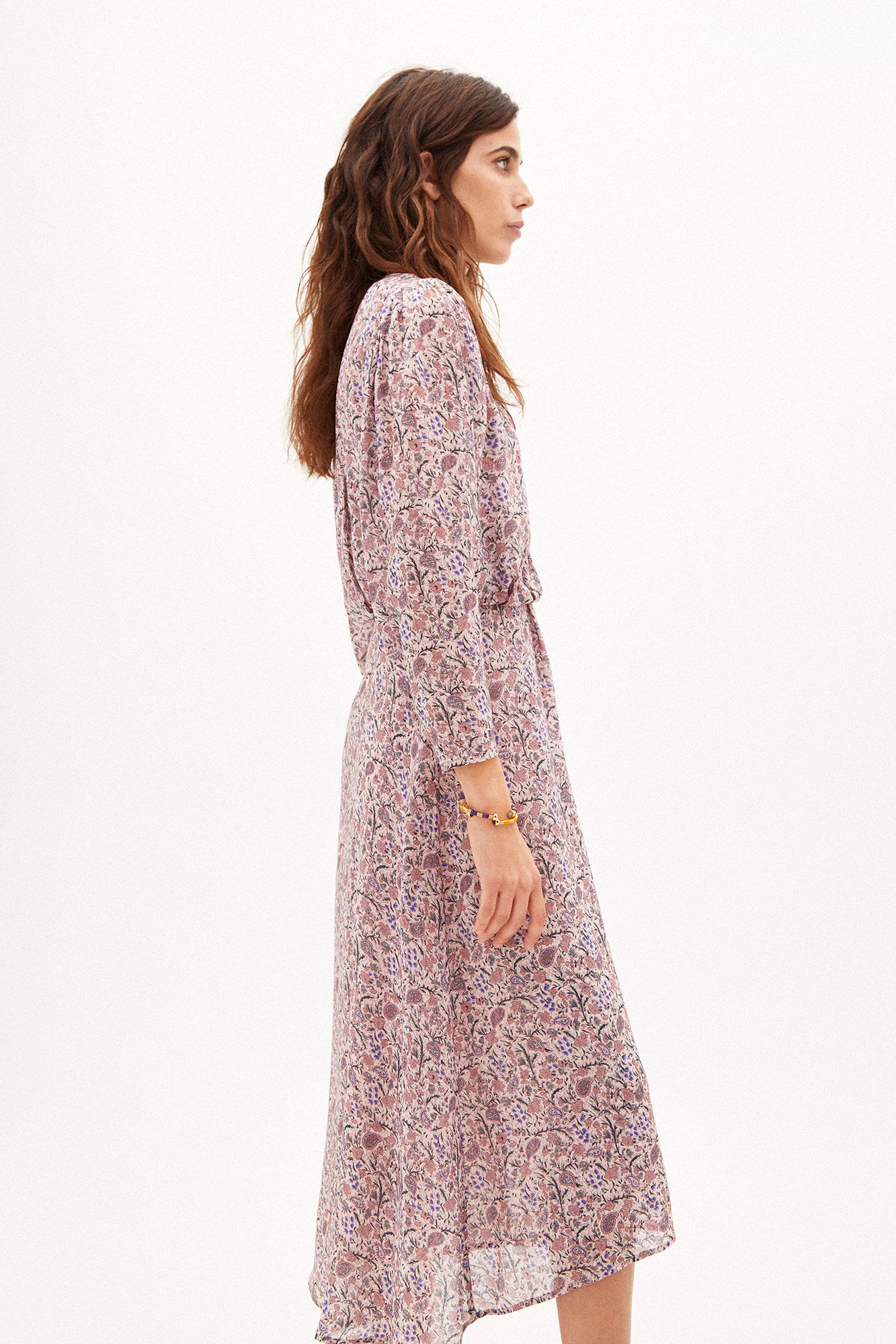 Vestido midi Aspen Jacquard - Rosa