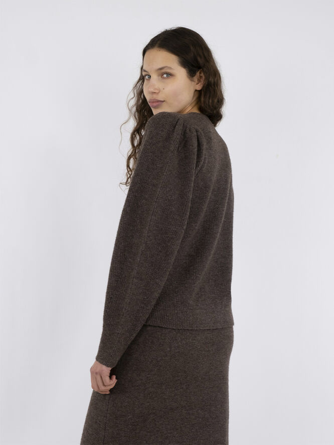 Neo Noir Nuna Knit Cardigan Brown melange