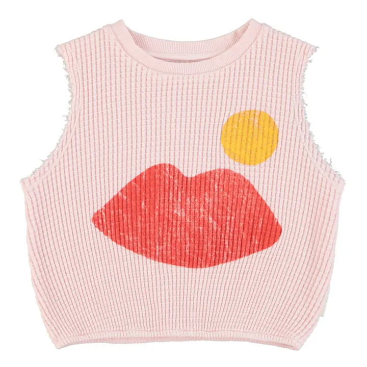 Piupiuchick Top Gaufré Lips Coton Bio | Rose pâle