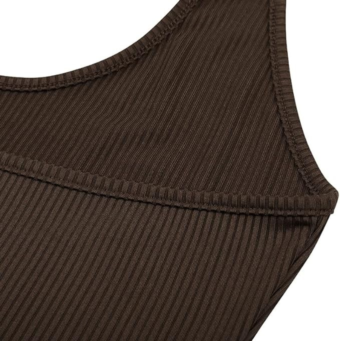(Gr. S) Jumpsuit Damen Bodysuit Overall One Piece Bodycon - Braun