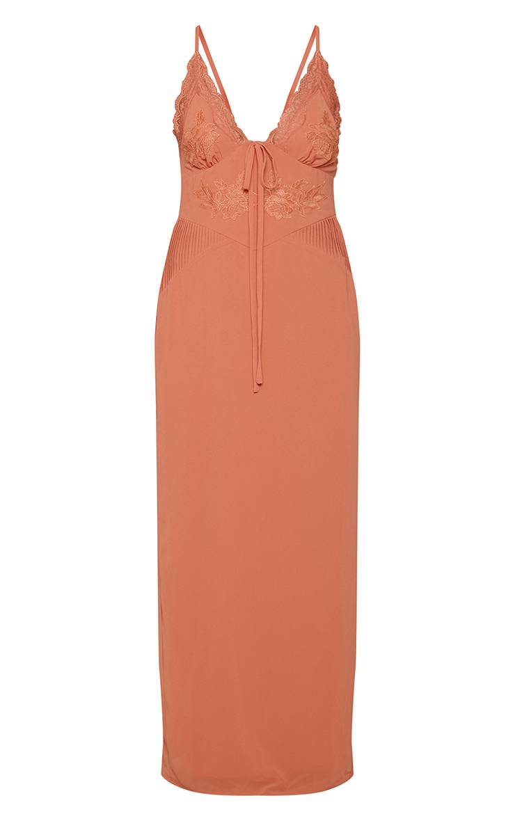 Orange Robe Longue Abricot Dos Nu Avec Détail En Dentelle