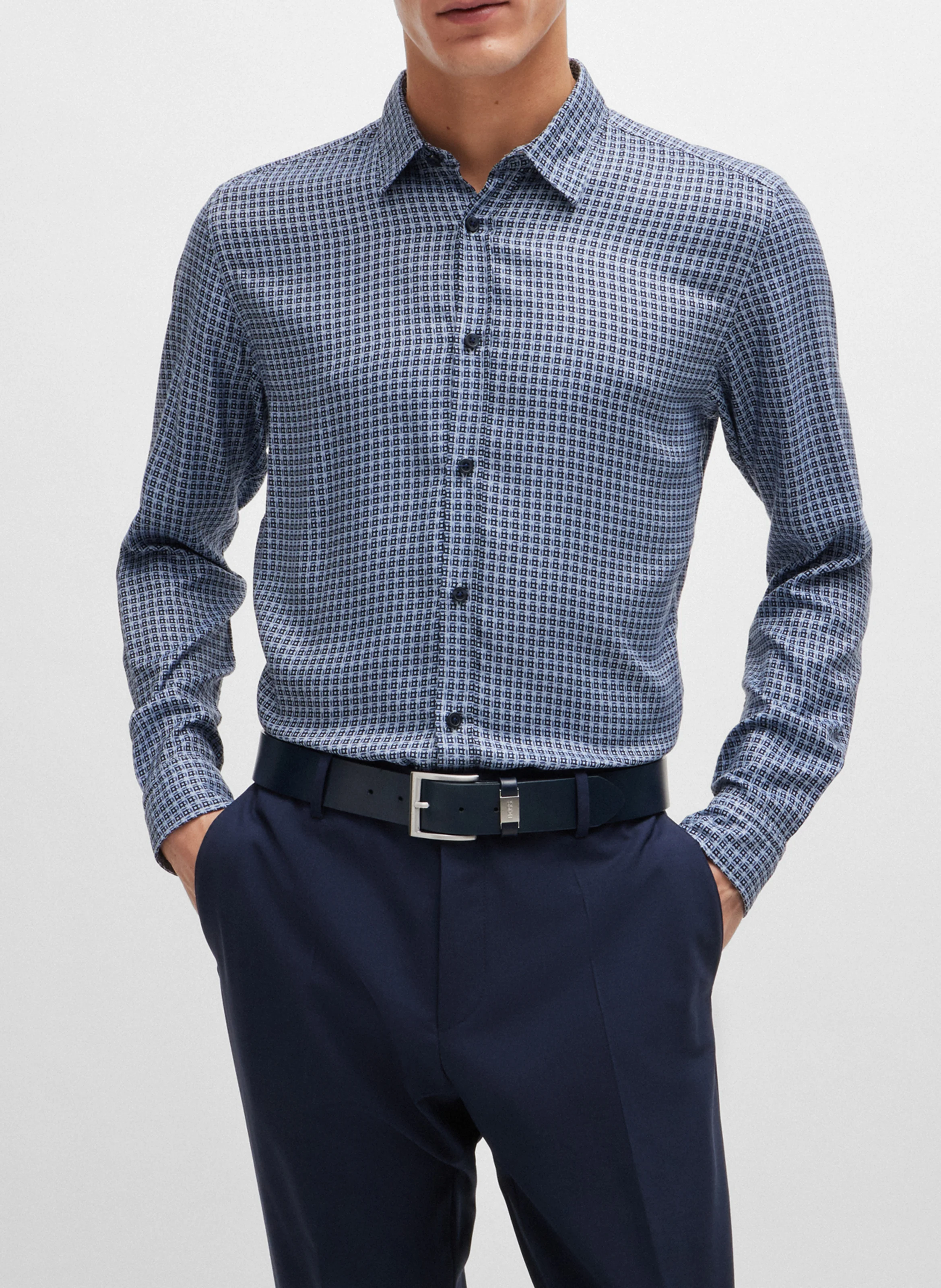 Chemise décontractée imprimée| Bleu