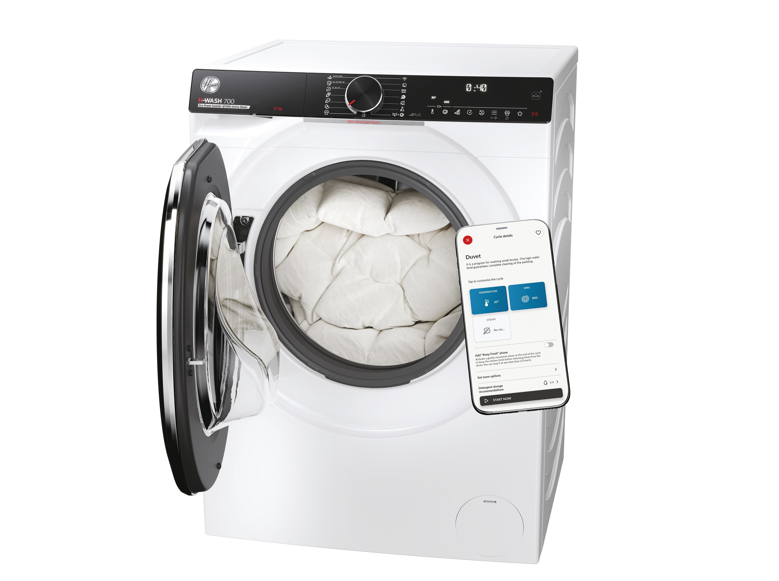MÁQUINA LAVAR ROUPA HOOVER H7W 412MBC8-S