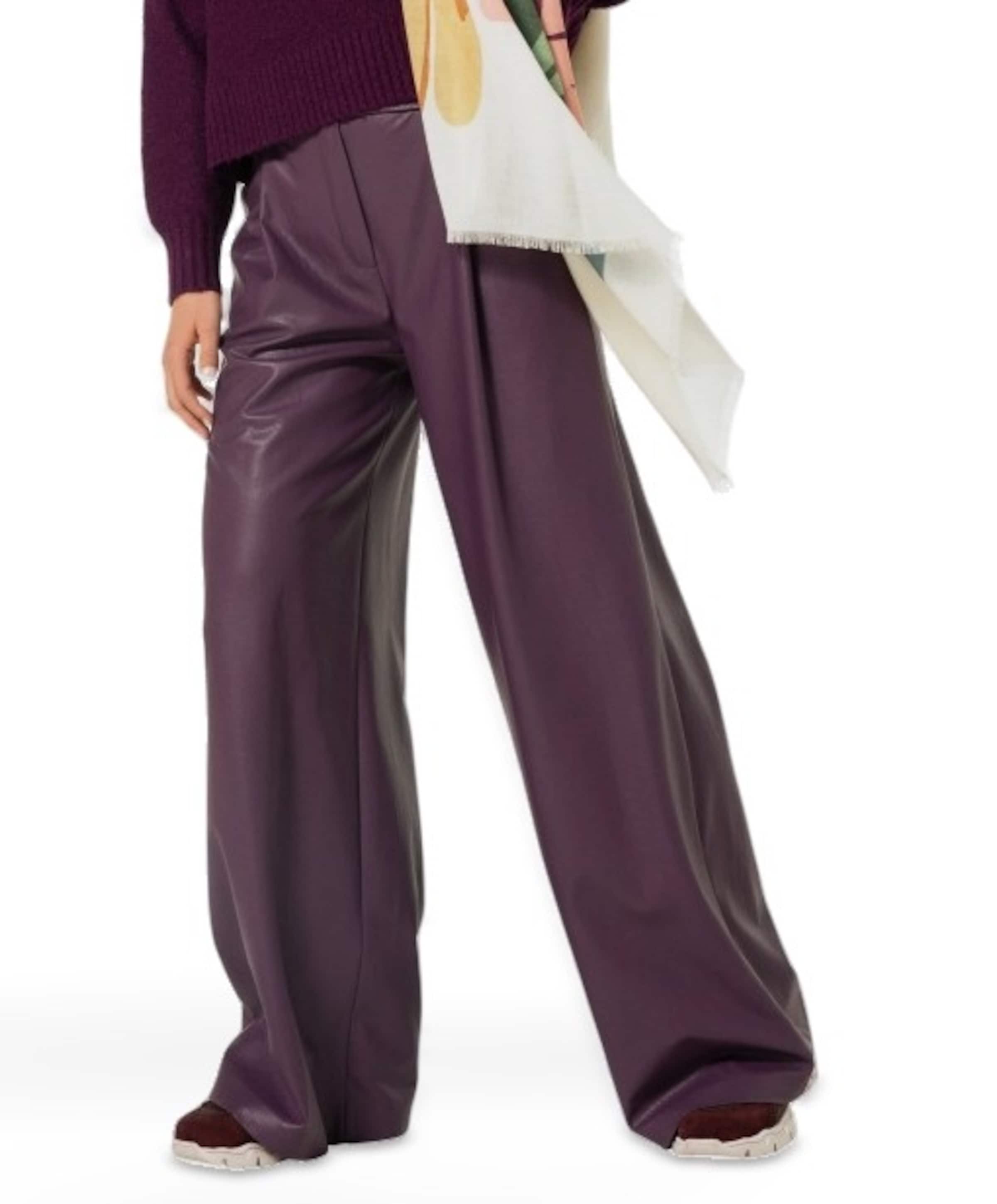 Caroline Biss Vegan leather-effen-asymmetrisch dames broek paars