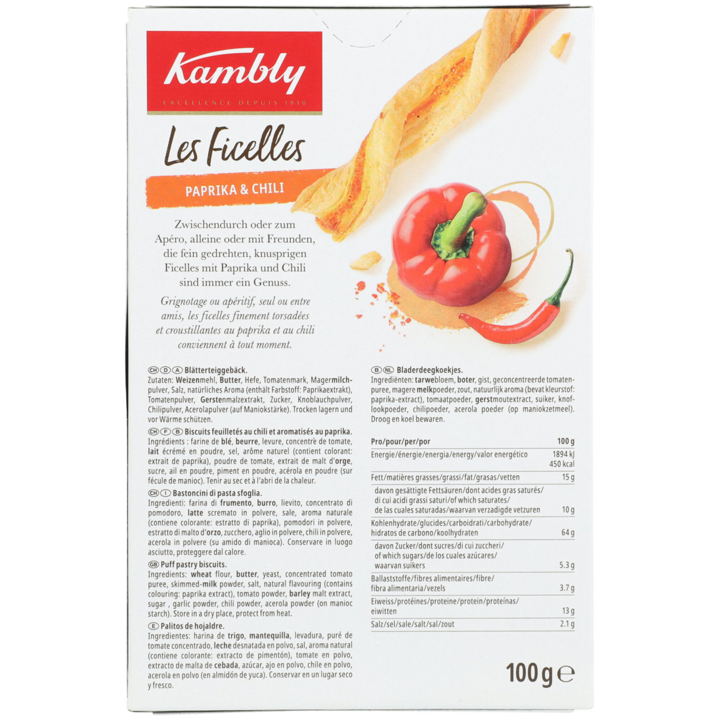 Kambly Les Ficelles Paprika Chili