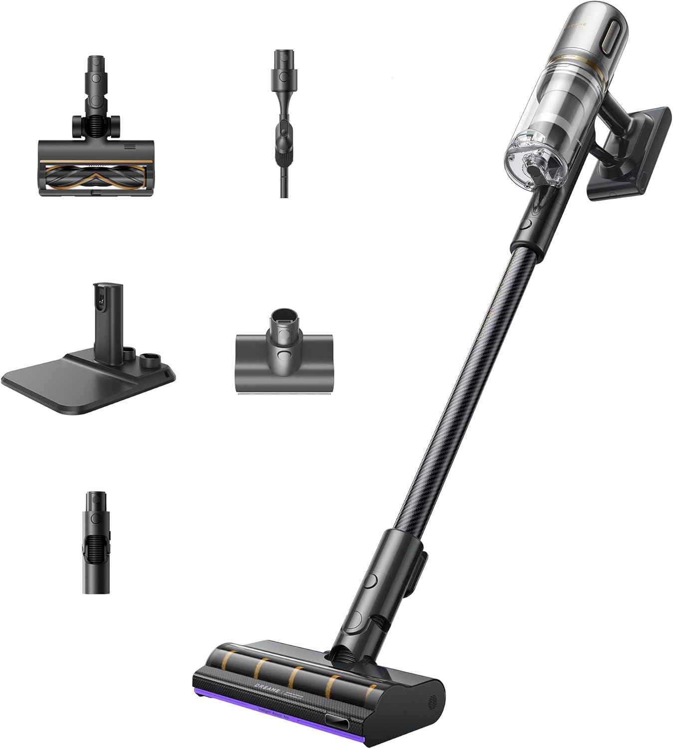 dreame V20 Kabelloser Staubsauger, Kantenreinigung 0 mm, für Hartböden und Teppiche, 25.000PA / 210 AW Saugkraft, ohne Verheddern, 90 Minuten maximale Laufzeit, Filterung 99,99%, entfernt Tierhaare