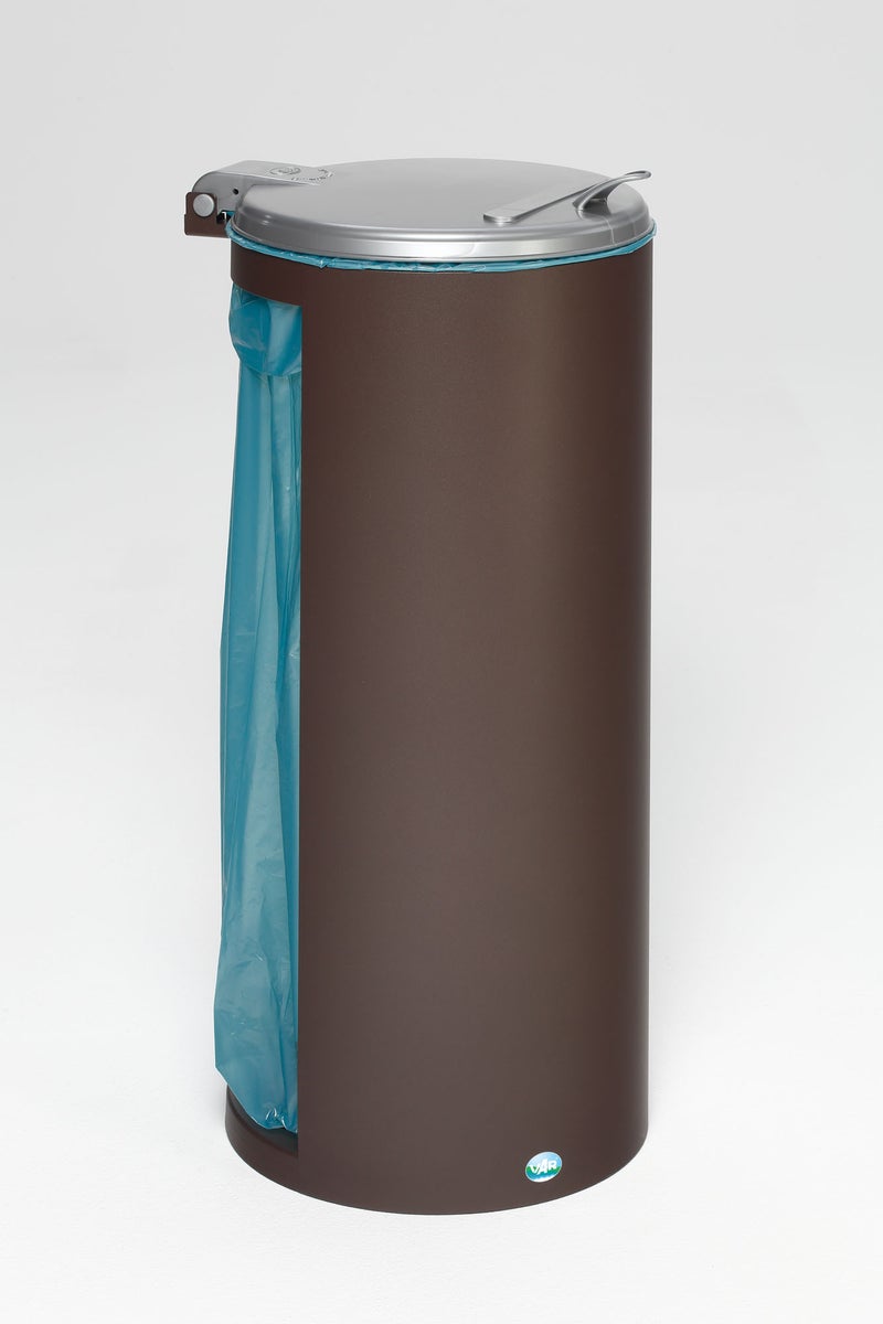 PROREGAL Compacte Afvalbak Junior met Deksel, Vulopening 35 cm, HxBxD 90 x 45 x 45 cm, Staal, Bruin