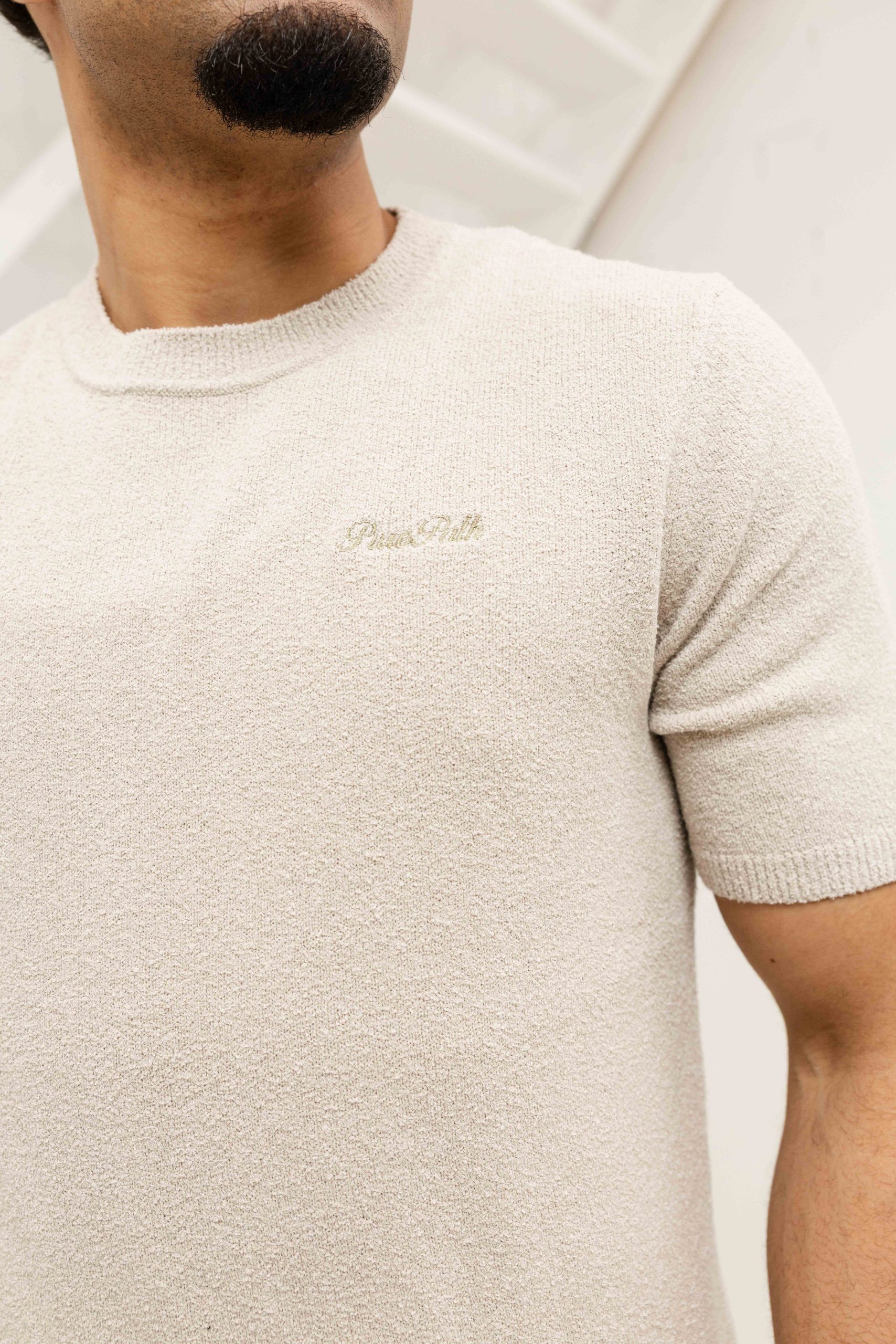Pure Path Knitted T-Shirt Heren Beige
