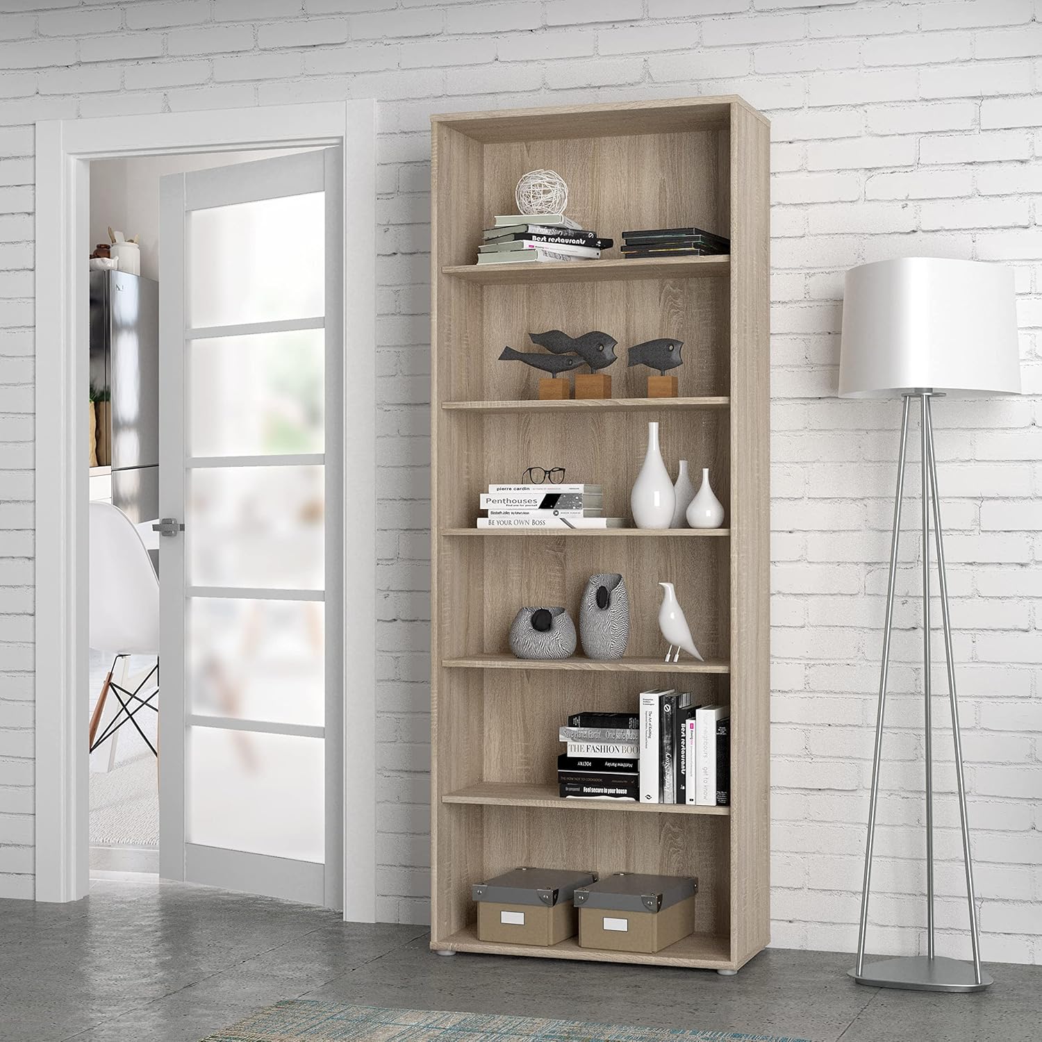 FORTE TEMPRA 2 Regal mit 5 Einlegeböden, Holzwerkstoff, Sonoma Eiche Dekor, (B x H x T) 73,7 x 197,5 x 34,8 cm