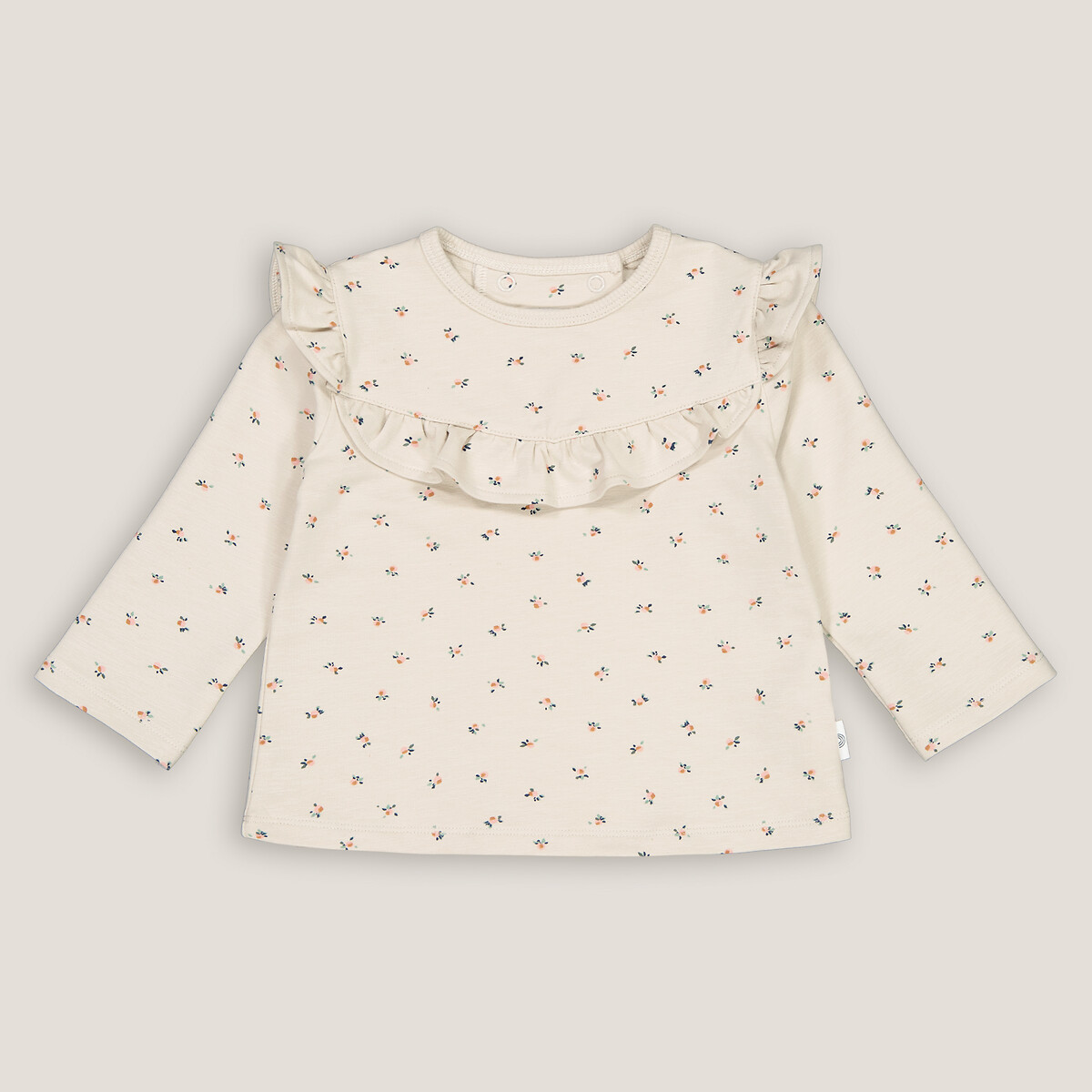 COLEÇÕES LA REDOUTE<br>Suéter com gola redonda e babado, em fleece, com estampa de frutas