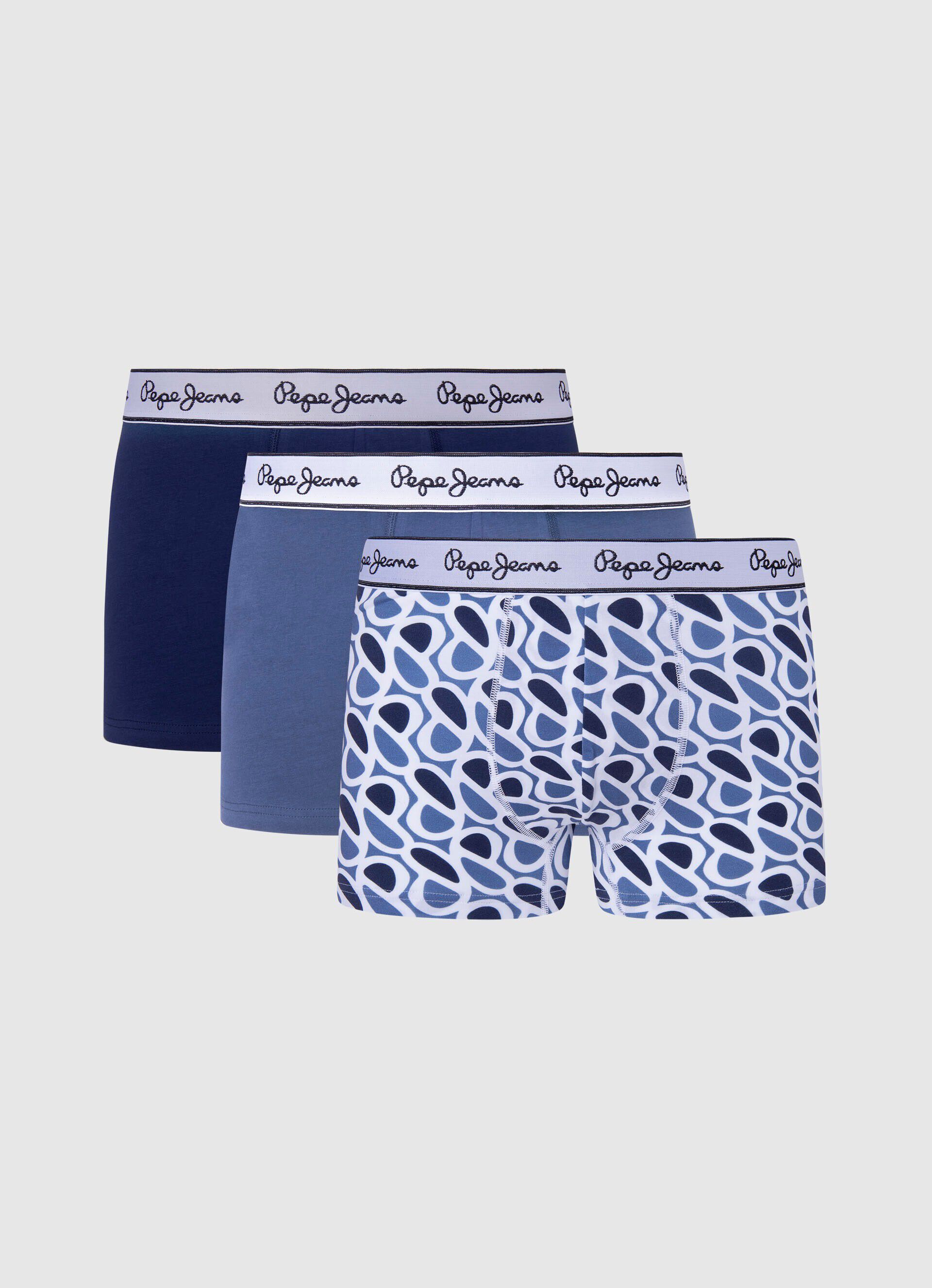 Conjunto de 3 cuecas boxer com estampa P TK - azul dulwich