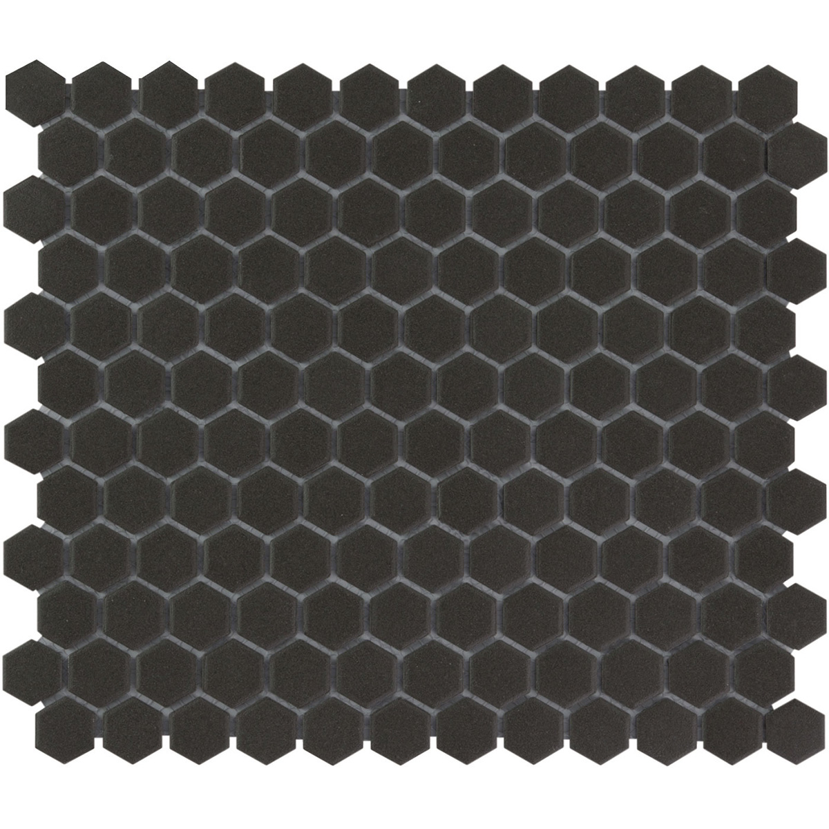 Tegelsample: The Mosaic Factory London kleine hexagon mozaïek tegels 26x30 zwart
