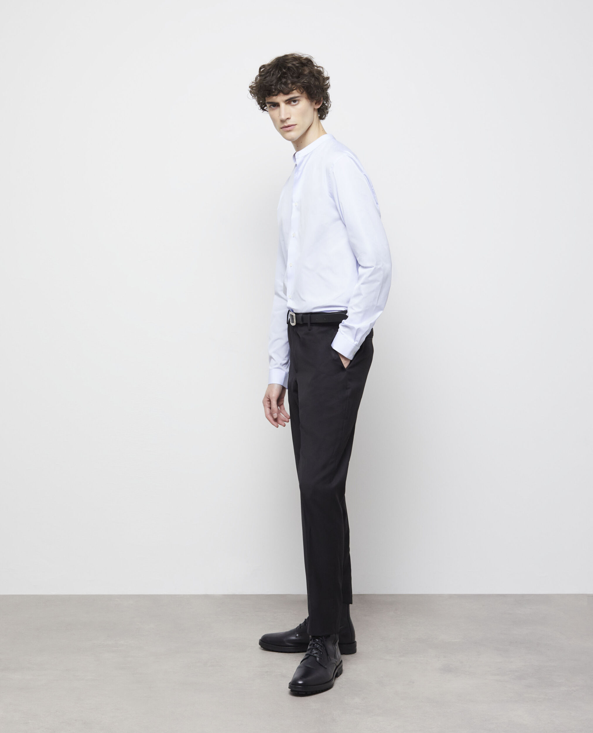 Chemise col officier bleu