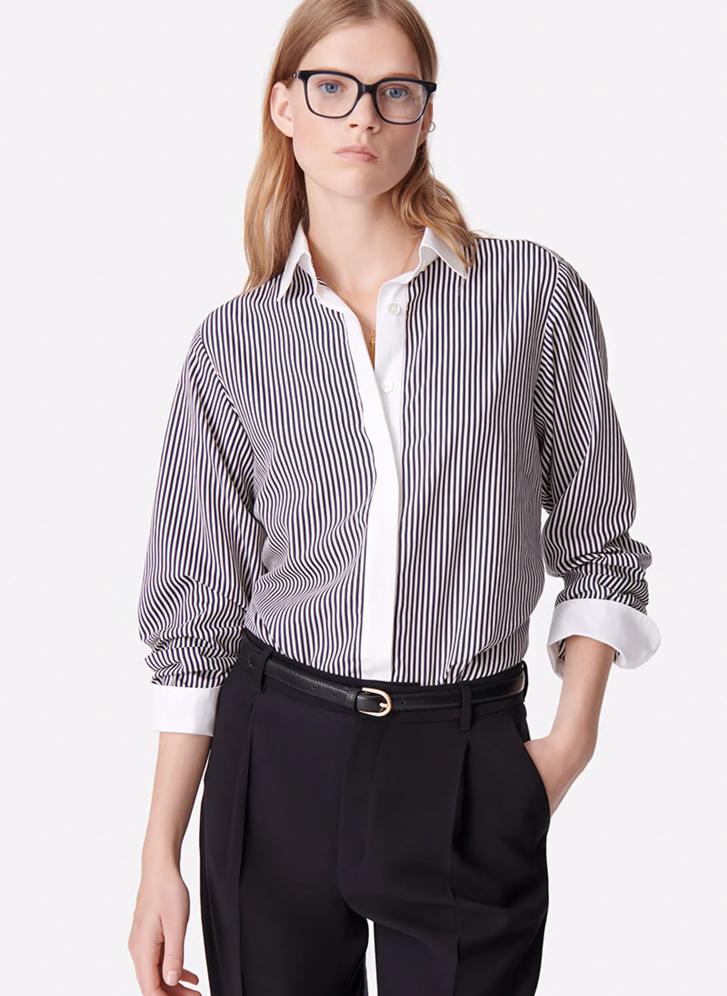 DARIO - Chemise col classique à rayures | Noir