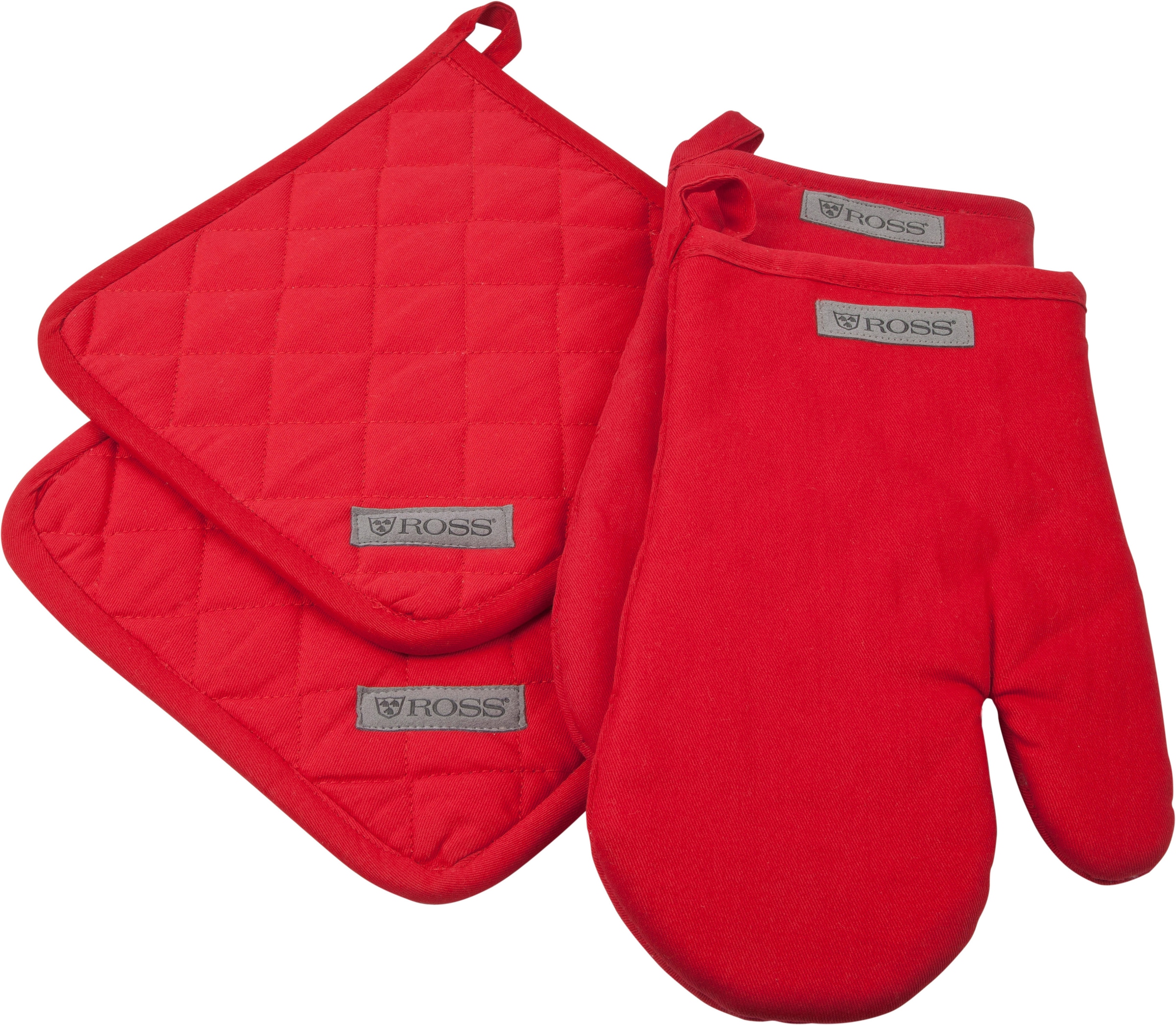 ROSS Topflappen »Exclusiv« 2x Topflappen und 2x Grillhandschuh, 100% Baumwolle