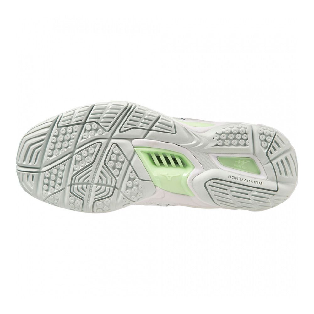 Mizuno WAVE PHANTOM 3 - Chaussures handball Femme white/glacialridge/patina green