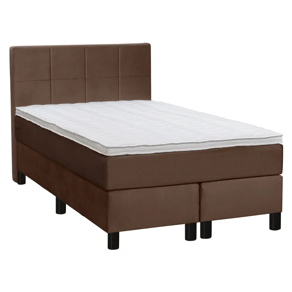 Boxspring Liv geblokt - bruin - 120x200 cm - ronde poot