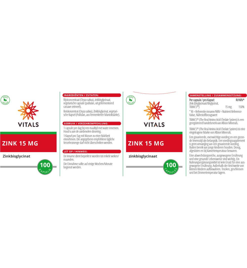 Vitals Zink 15mg (100 capsules)