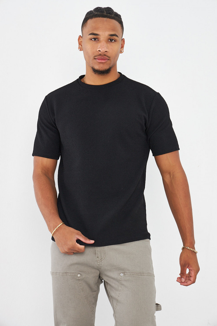 T-shirt noir texturé