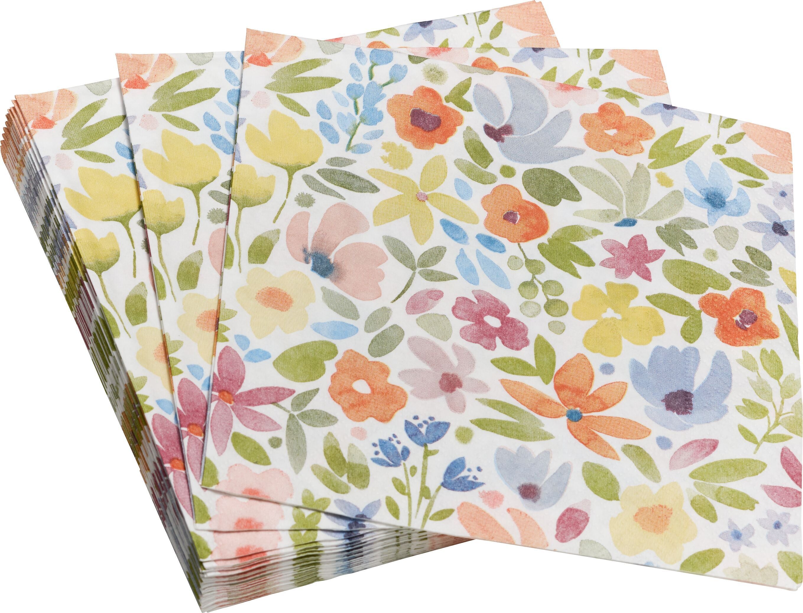 FLORES Papierservietten - Multicolor / B: 33.0 cm x T: 33.0 cm x H: 0.1 cm