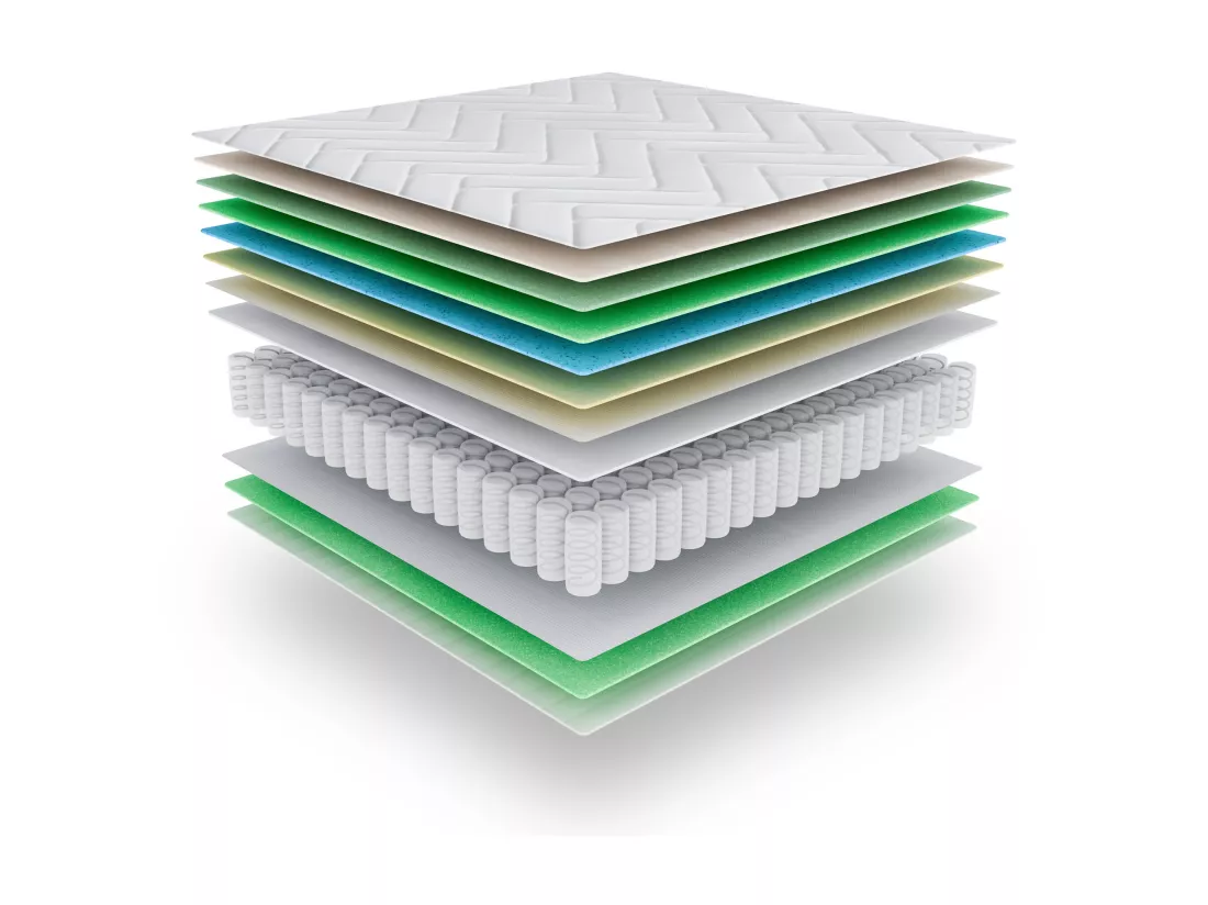 Matelas Wooly One SP 180x200 cm - Hybride - Ressorts Ensachés - Mémoire de Forme - Mousse HR 35 kg - Latex - Confort mi - Ferme - Réversible - 24 cm