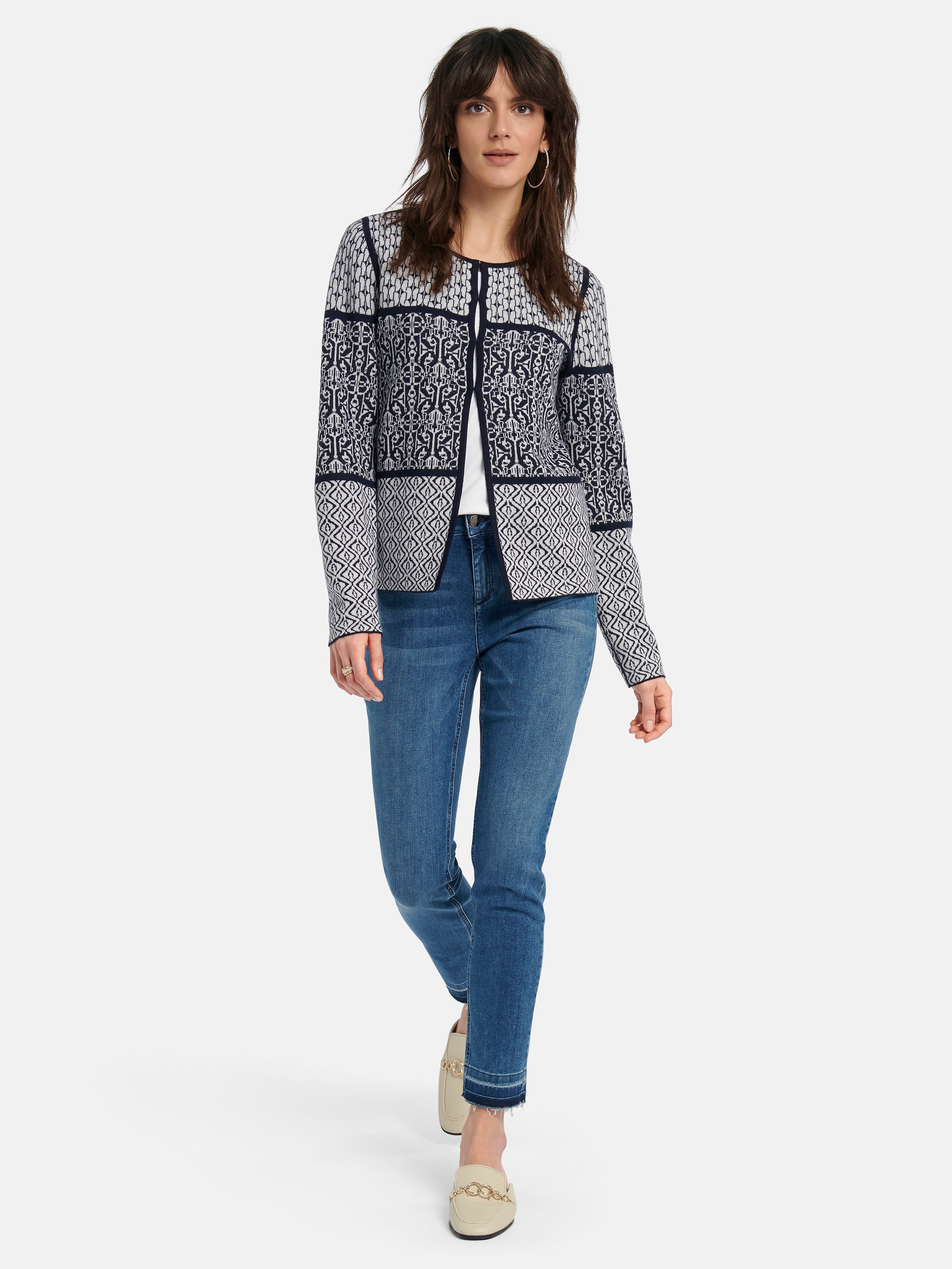 Wende-Strickjacke mit Rundhals-Ausschnitt