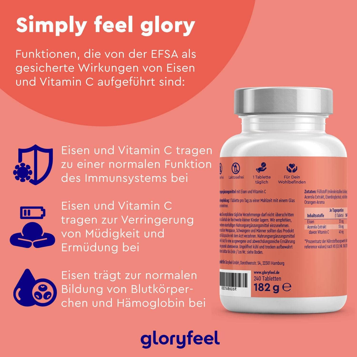 gloryfeel® Eisen + Vitamin C Kapseln