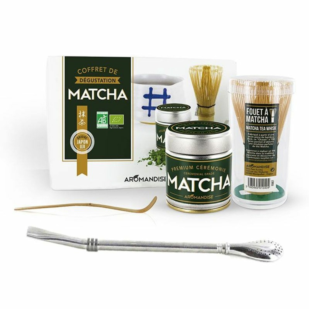 Coffret découverte de la cérémonie du thé matcha + paille inox avec filtre
