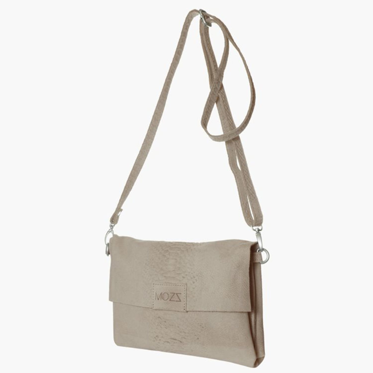 Mozz Luieretui Crossbody Suede snake zand