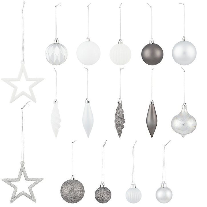 Assortiment de 40 boules de noel couleur argent