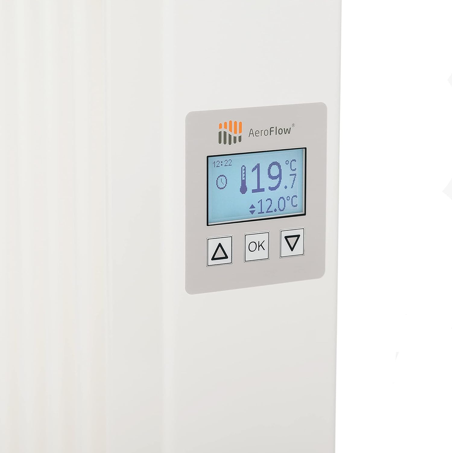 AeroFlow Elektroheizung MINI 650 mit Schamottekern FlexiSmart-Displayregler elektrische Zusatzheizung, Nachtspeicher Ersatz, Elektroheizkörper-Heizgerät