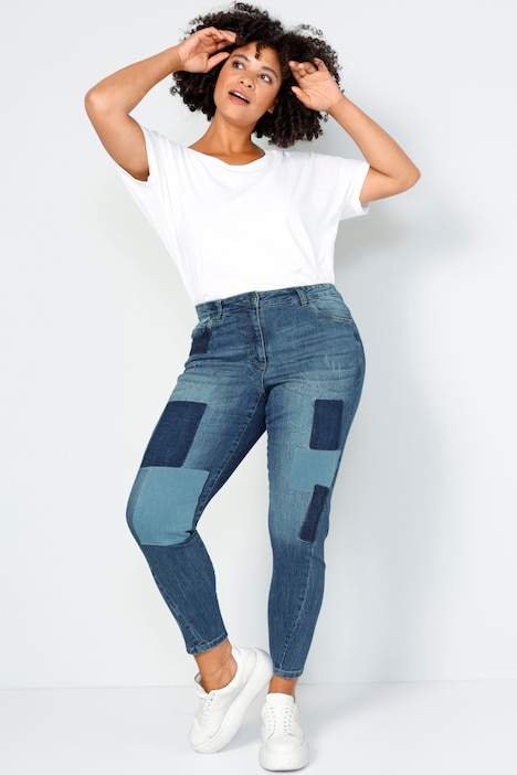 7/8-Jeans, Slim Fit, Patches, 5-Pocket