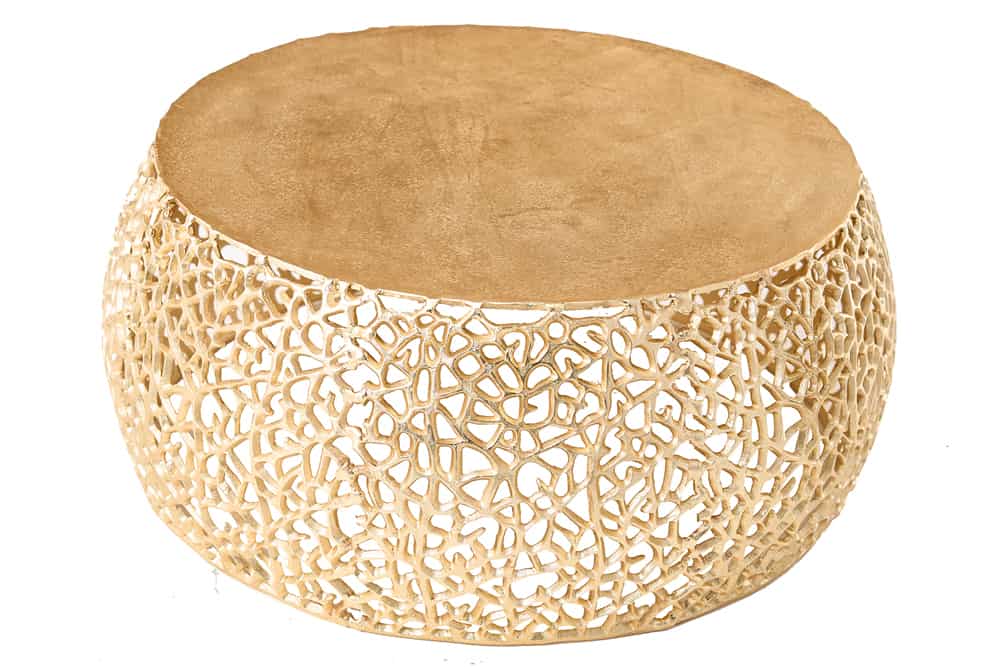 Runder Couchtisch ABSTRACT LEAF 75cm gold Metall filigrane Handarbeit Vintage Design