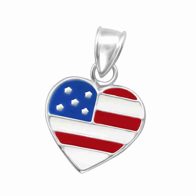 Collier drapeau USA en argent 925/1000