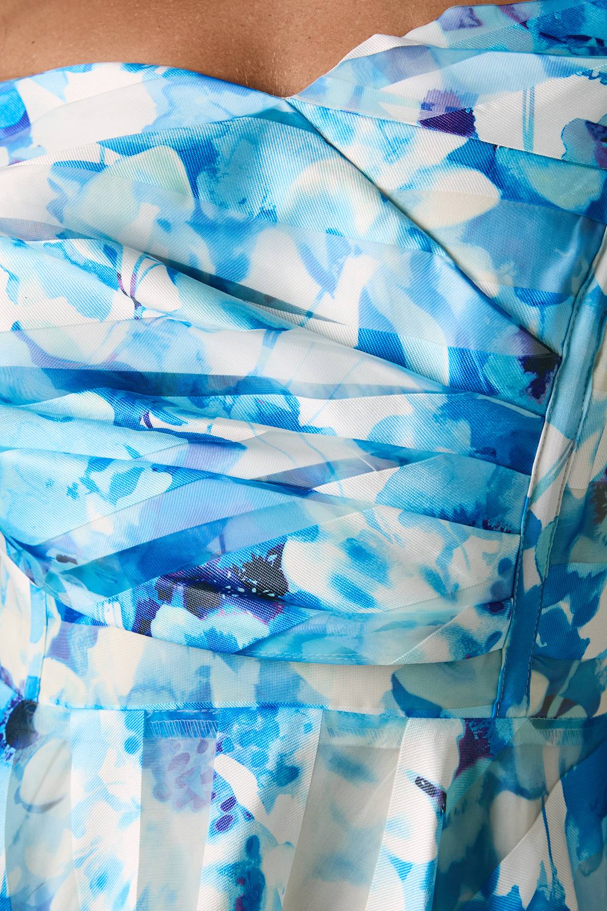 Coast Robe Midi à Imprimé Floral avec Haut Plissé en Organza Rayé