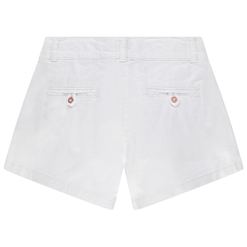 Short en satin de coton uni à poches volantées - Beige