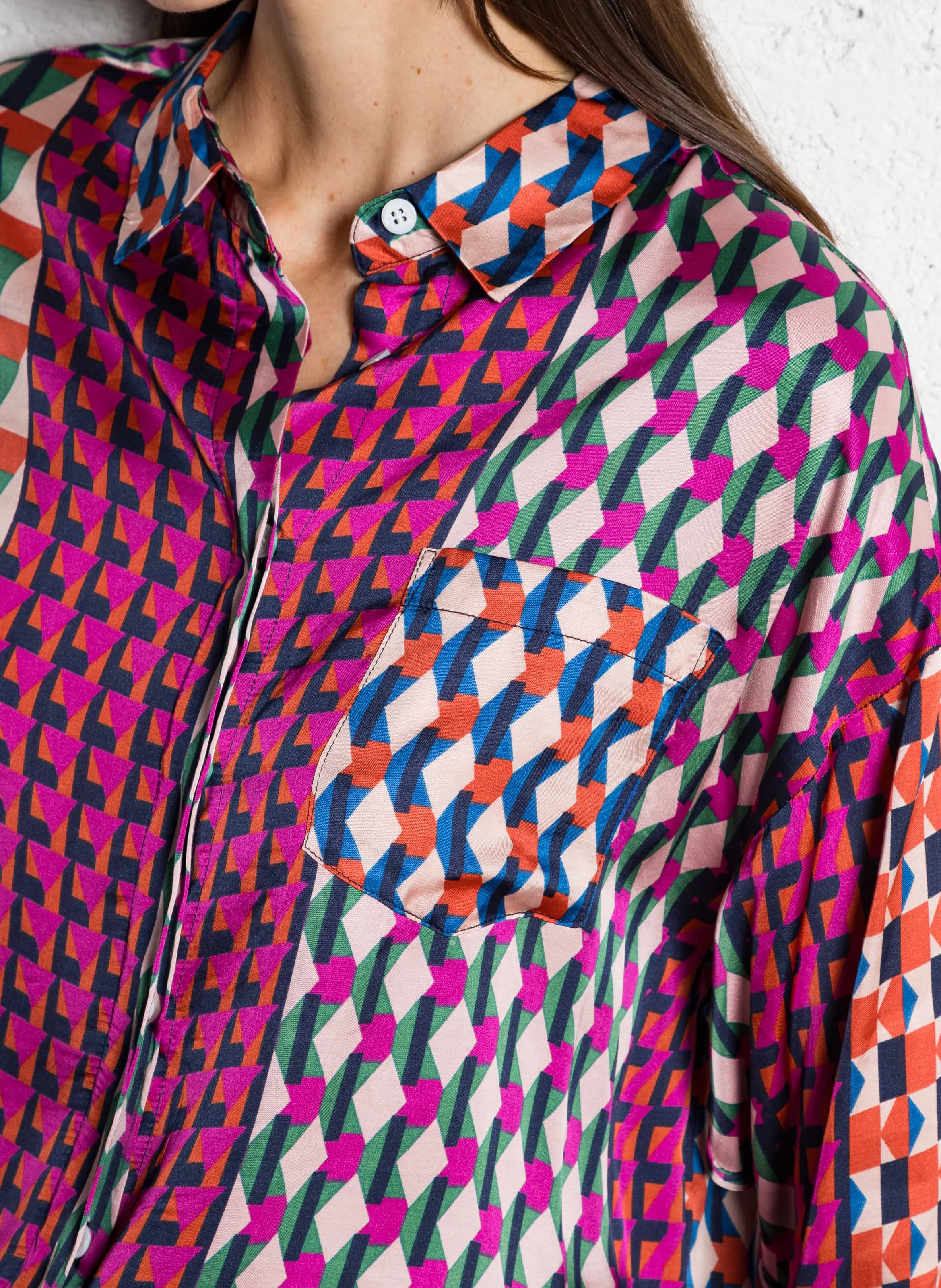 CHANICE - Chemise satinée ample à motif | Multicolore